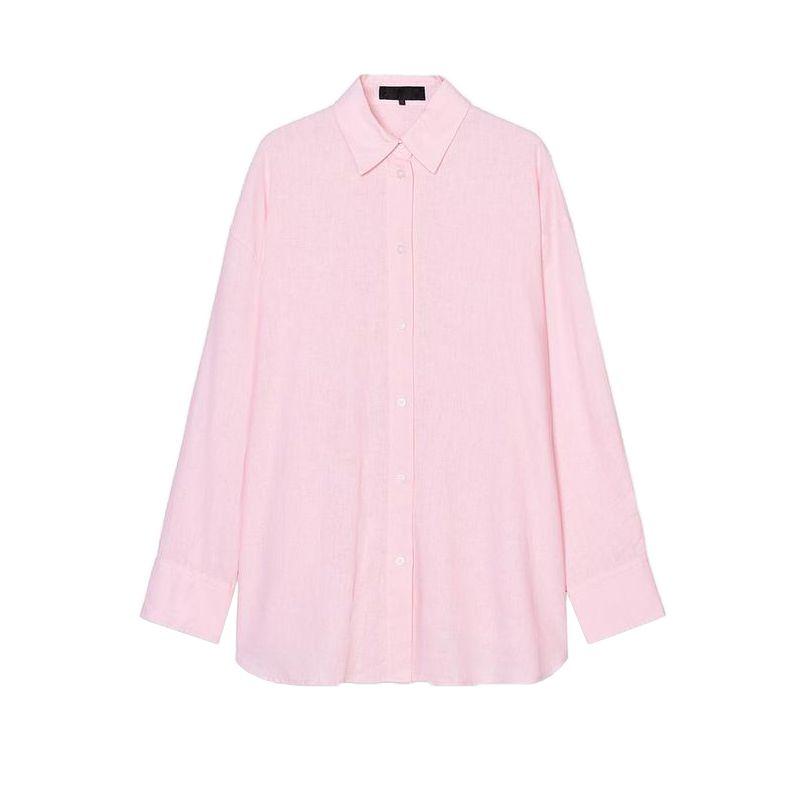 Spring New Women's Clothing Work Clothing Linen Blended Draping Shirt 4764055 4764052 4764051