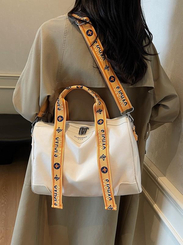 2025 Trendy Versatile Crossbody Travel Bag with Letter Webbing - Casual Sports Fitness Handbag