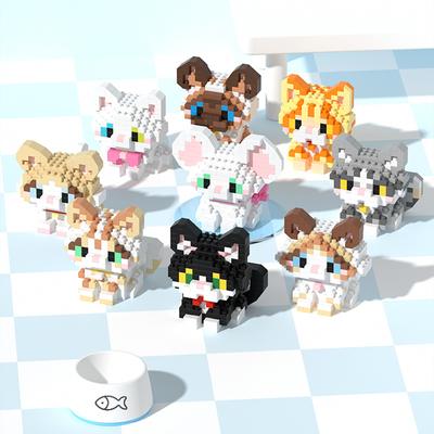 Mini Cat Set Blocks Construction Set Animals Micro Building Blocks Toys for Children 6 To 12 Year Old Dog Kids Educational Toys