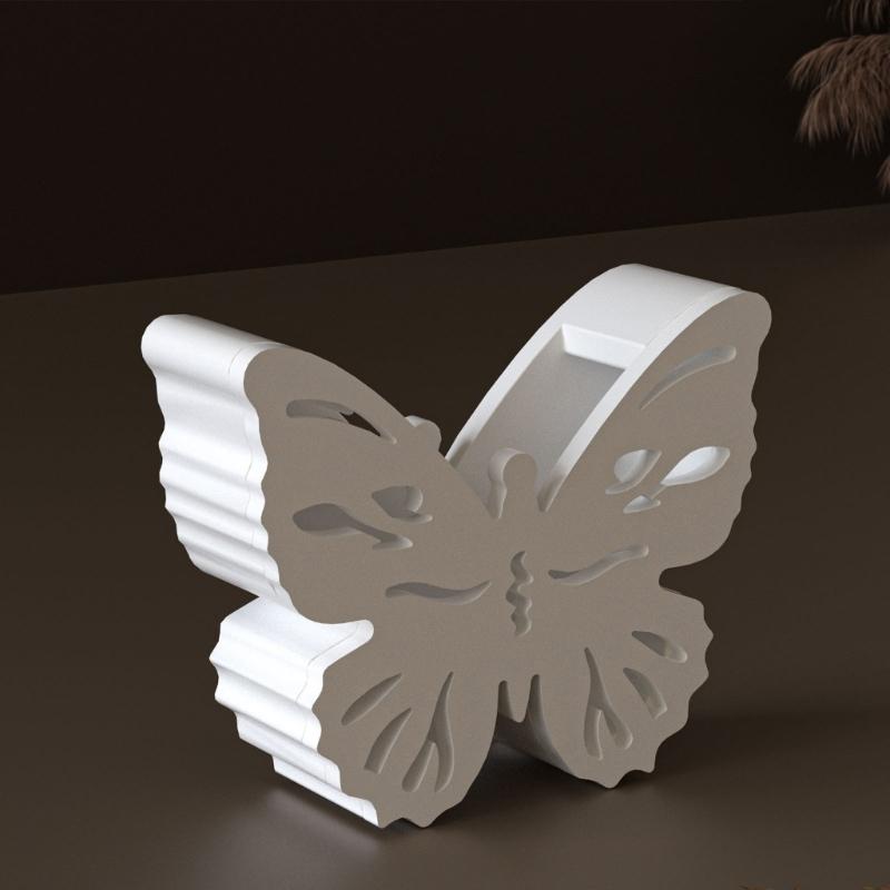 Silicone Hollow Butterfly Flower Vase Mold Plaster Cement Mould for Home Decoration Crafting Jewelry Accessories