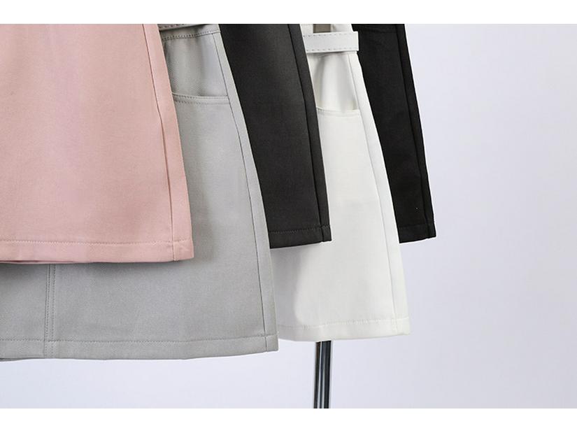 Fei Yuan A-line Skirt for Women with Belt and Double Pockets - Anti-exposure, Solid Color, Short, Petite Fit.