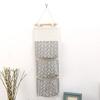 Elegant Space-saving Hanging Storage Bag With Durable Cotton Linen And 3 Pockets For Sundries