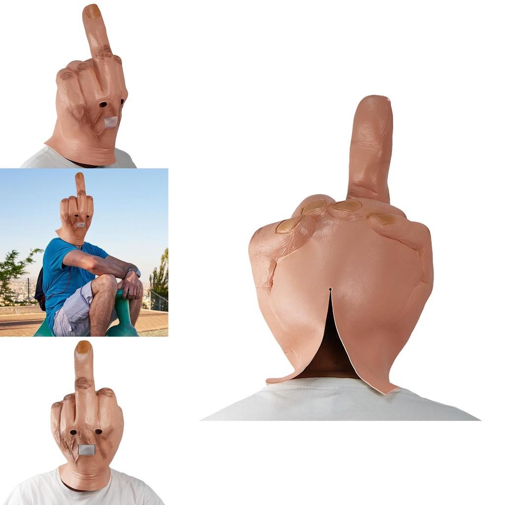 Middle Scary Finger Halloween Mask Latex Full Head Costume Party Cosplay Prop