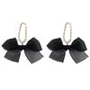 Retro Black Mesh Bow Earrings S Silver Needle Niche Personality Earrings Femininity Trend Earrings