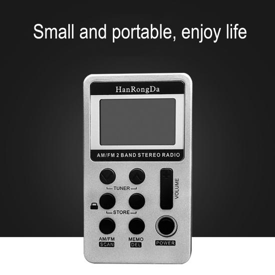 HRD-103 Digital Radio Band 1.5 Inch Rechargeable Dual LCD Display Mini Portable FM/AM