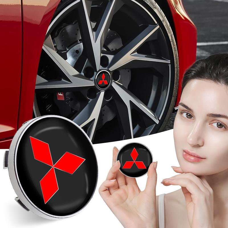 4PCS Car Wheel Center Stickers Hub Decals Auto Styling For Mitsubishi Mirage G4 KU8