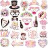 Pink Photo Props Photobooth Just Merried Funny Glasses DIY Photo Booth Props Wedding Decorations