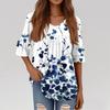 3/4 Length Sleeve Womens Tops Dressy Casual Blouses Bell Ruffle Sleeve Loose Fit Tunic Tops V Neck T Shirts