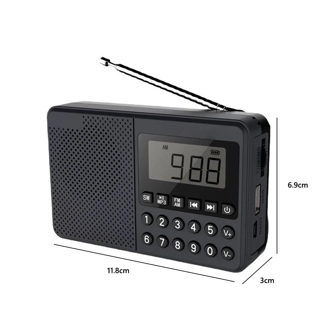 New FM/AM/SW Radio Receiver Speaker Dual Antenna Full Band Elder Radio LED Digital Display 2.1 Channel Support USB Stick/TF Card