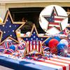 4th of July Rustic Star Wooden Sign, Vintage Star Shaped Block Sign, Patriotic Tiered Tray Centerpiece for Memorial Day, Independence Day Home Table