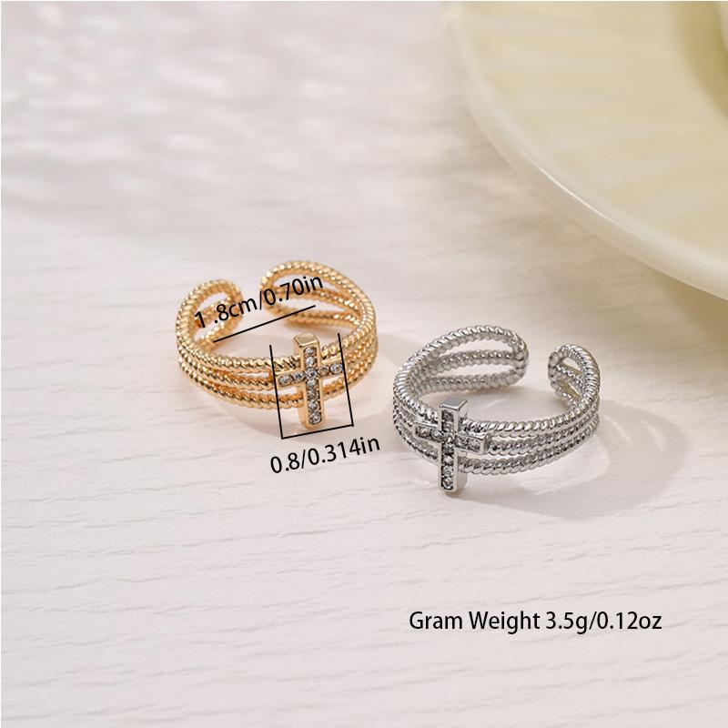 New zircon retro cross ring, simple personality fashion women's trend index finger ring