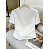 Early Spring New Minimalist Front Shoulder Summer Short-sleeved T-shirt Women's White Loose and Thin Versatile Top Trendy Girl