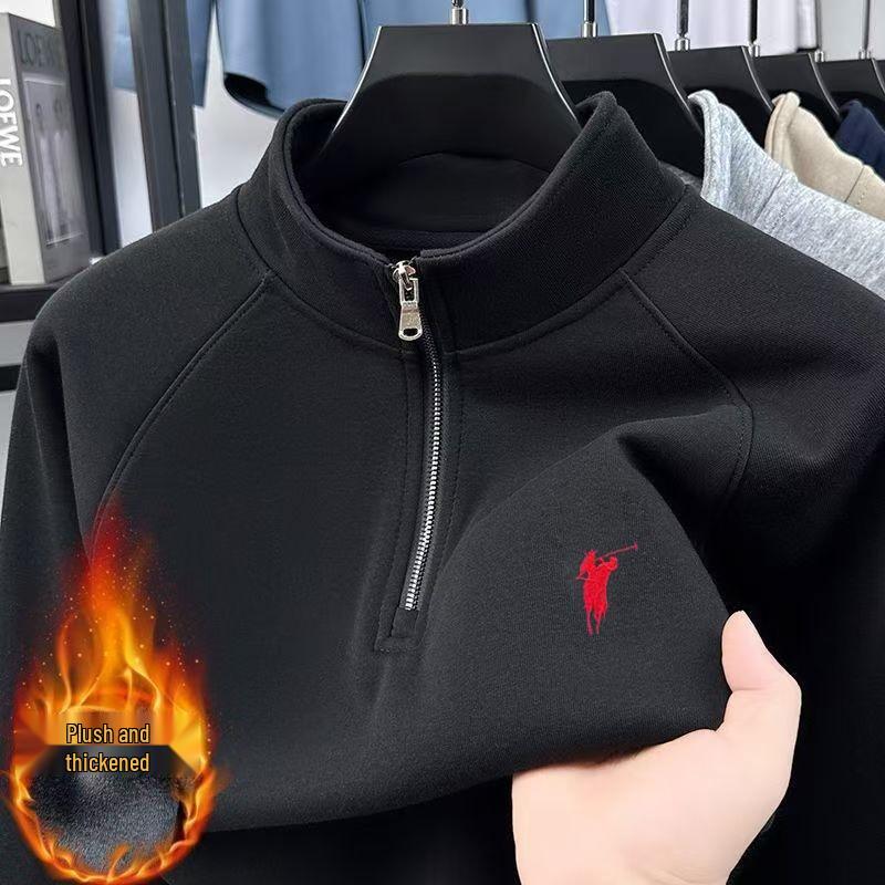 Herren Freizeit-Baumwoll-Hoodie mit halbem Reißverschluss und Stehkragen, Hochwertiges Gefühl, Herbst-/Winterkollektion