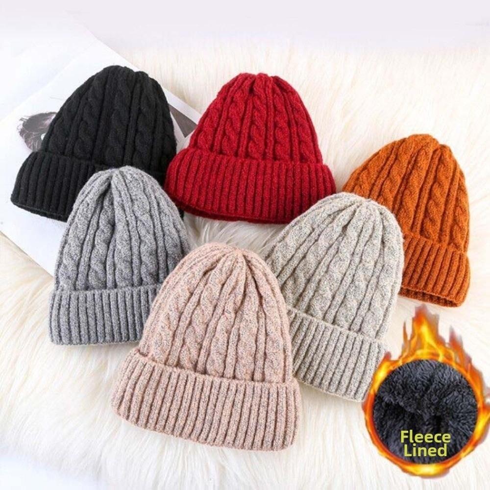 Versatile Elastic Winter Pullover Cap Trendy Korean Style Woolen Hat Soft Solid Color Twists Knitted Hat Warmer