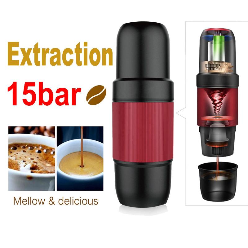Portable Hand-Operated Espresso Machine, Electric Espresso Cup, Outdoor Coffee Maker for Powder & Capsule