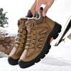 Fashion Golden Sapling Outdoor Dersert Boots for Men Retro Genuine Leather Boot Winter Thickten Warm Male Climbing Shoes Wear-resisten