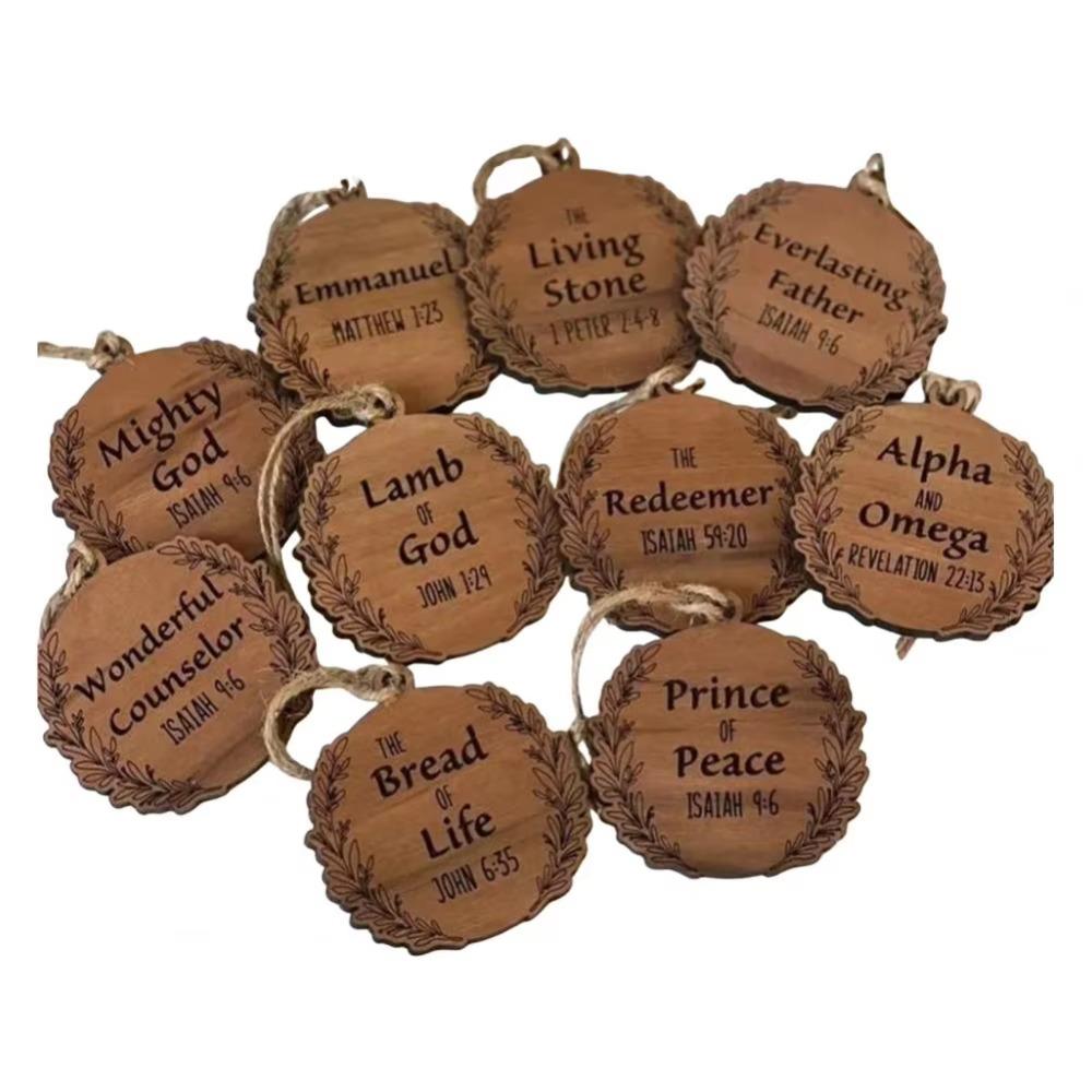 10Pcs Christmas Xmas Tree Hanging Pendant Christianity Wood Tree Decoration  Winter Home Decor