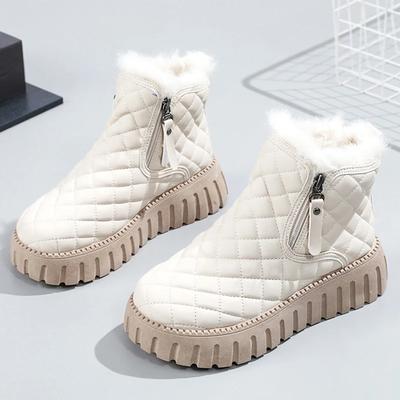 Neue Damenstiefel Winter Samt Warme Schuhe Lässig Mid Top Mädchenschuhe Trendy Dicke Sohle Bequeme Damen Schneestiefel Einfarbig