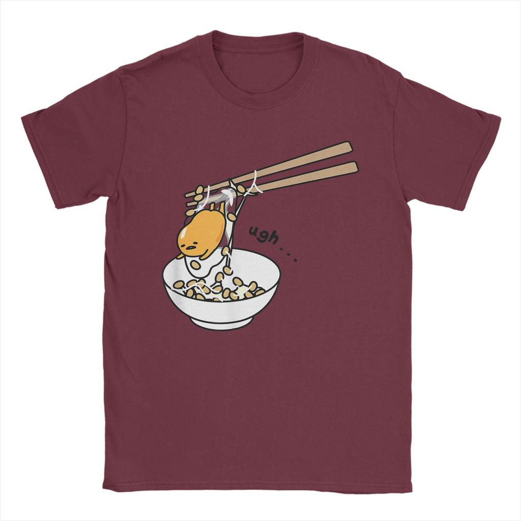 Gudetama Essstäbchen T-Shirt Herren Baumwolle Oberteile Bedruckt Rundhals Kurzarm