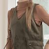 DURAN Corduroy Cargo V-Neck Fleece-Lined Dress Dtf3W-5107 2 Colors