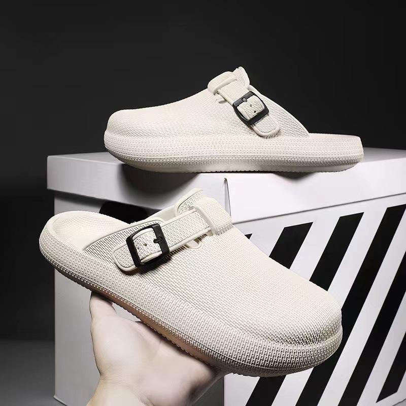 

Новые летние мужские сандалии 2024 года, легкие мужские повседневные туфли из ЭВА, модные тапочки с пряжкой для дома, сада, отдыха на природе, для мужчин, пляжа, на плоской подошве, большой размер 45 41 бежевый