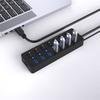 8-Ports USB Hub 3.0 5Gbps Data Transfer and 12W Charging with 5V/3A Power Adapter 4Ft Long Cable & Individual Switches