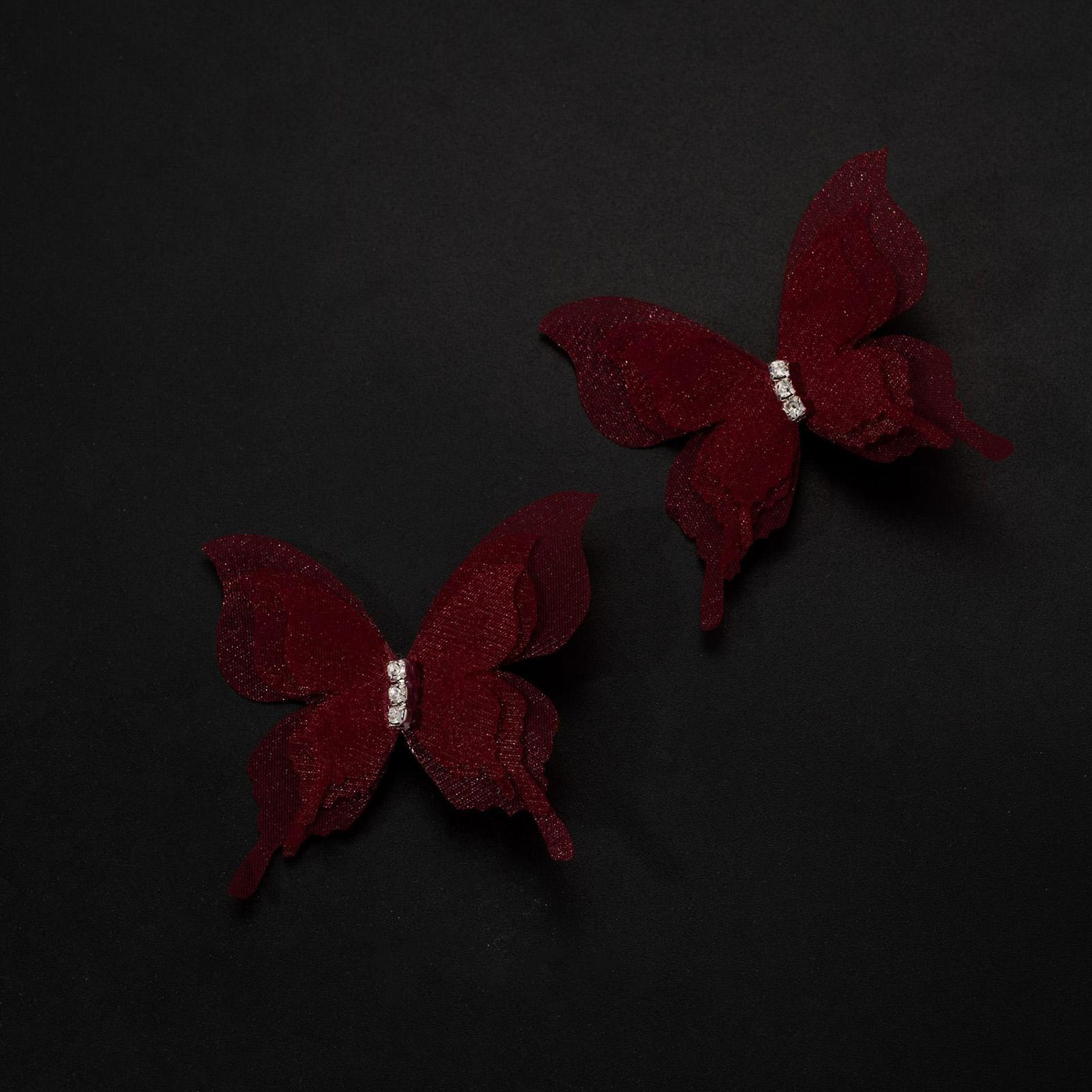 

Colorful Butterfly Hair Clips Thin Mesh Sweet Girl Hair Accessories 1 Pair Non Slip Side Hairpins For Women 5x5cm вино красного