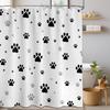 Paw Print Shower Curtain Dog Cat Black And White Funny Kids Bathroom Decor, Waterproof Cloth Fabric With Hooks (60" W X 72" L)