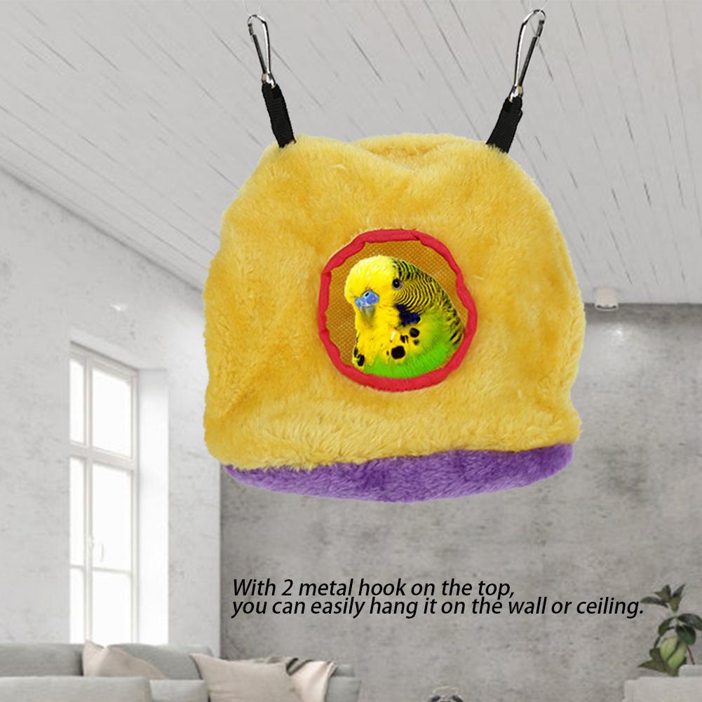 Windproof Warm Plush Hammock ing Swing Bed Cave for Pet Bird Yellow S