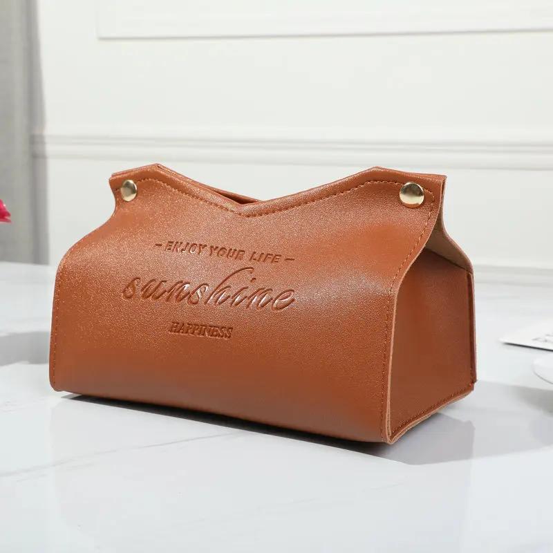 New Living Room Dining Room Tissue Box Environmentally Friendly Leather Multi-purpose Solid Color Creative Napkin Storage Box