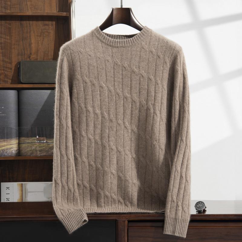 2025 new cashmere sweater men s round neck jacquard wool knitted sweater thickened pullover 3XL