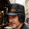 Middle-Aged and Elderly Hat Men's Winter Warm Father Grandfather Leather Hat Velvet Old Man Ear Protection Flat Cap