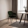 Lima Green Velvet Chair With Armrests And Black Legs