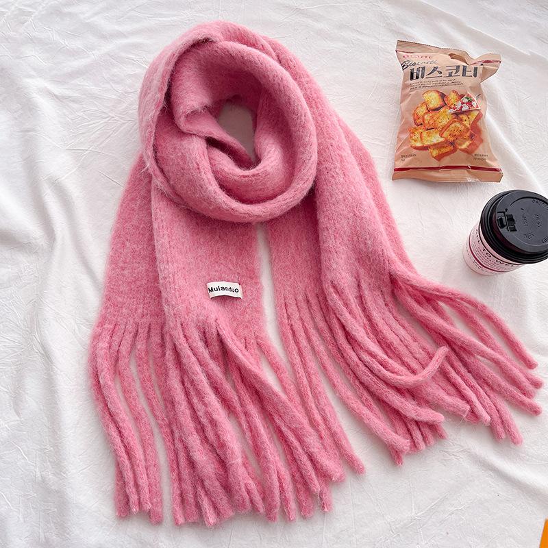 Ankara red wool Christmas solid color wool scarf women's winter high-end atmosphere shawl