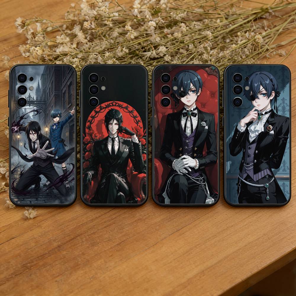 Black Butler Ciel and Sebastian Phone Case Black Silicone Soft For Samsung S25,S24,S21,S22,S23,S30,Ultra,S20,Plus,Fe,Lite