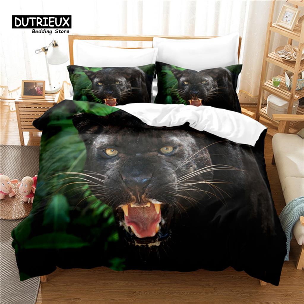 Leopard Bedding Set, 3Pcs Animal Duvet Cover Set, Soft Comfortable Breathable Duvet Cover, For Bedroom Guest Room Decor
