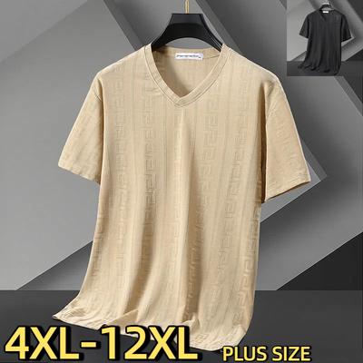 Men's Plus Size Big Tall V-Neck T-Shirt Summer Cooling Quick-Dry Oversized Casual Tee 4XL-12XL