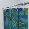 Peacock Feather Shower Curtain Nature Teal Blue Pattern Bathroom Decor Washable Fabric Waterproof Home Textile Artistic Design