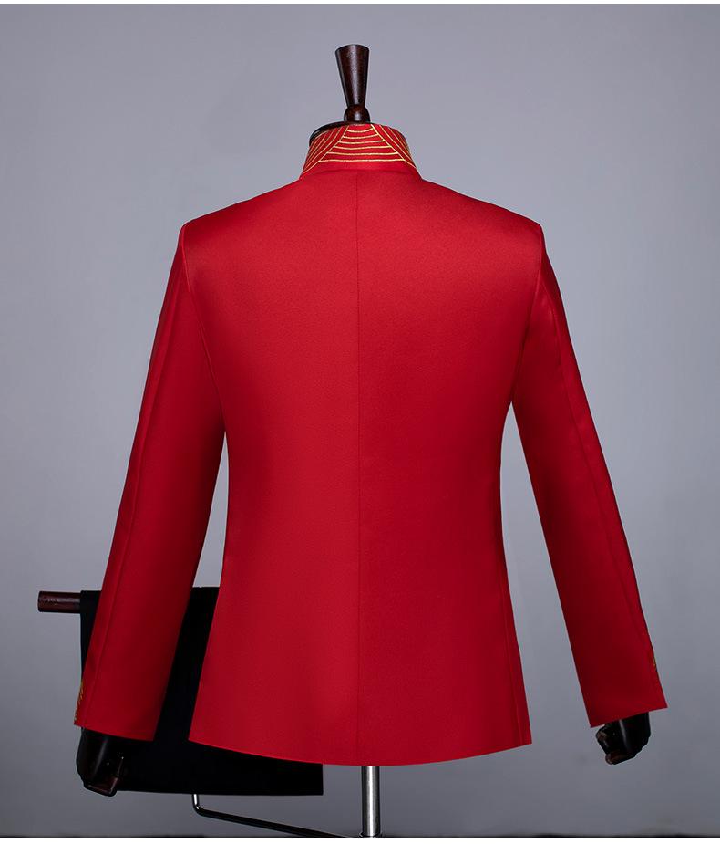 Men's Zhongshan Suit Embroidered Choir & Graduation Costume - Chinese Style