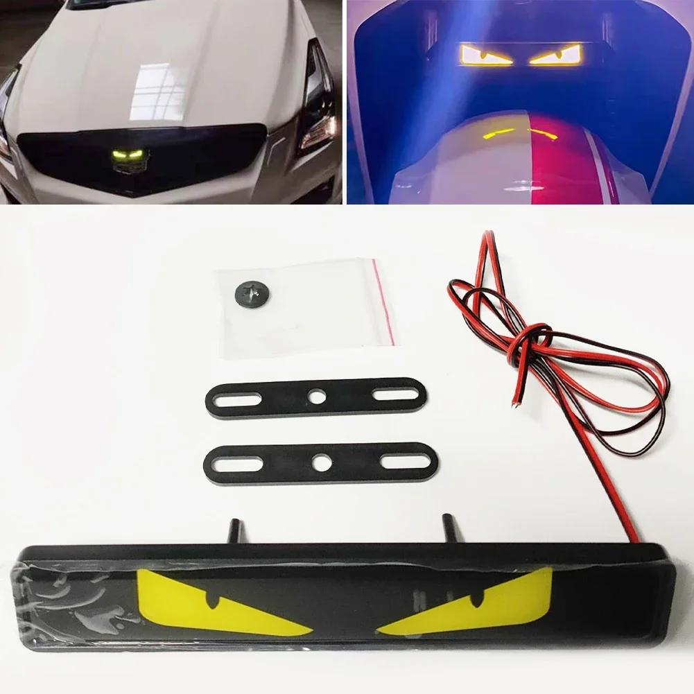 1Pair Car Front Grille LED Demon Eye Light for The Car Tailboard Badge Illuminated Decal Emblem Auto Headlight DIY Decoration
