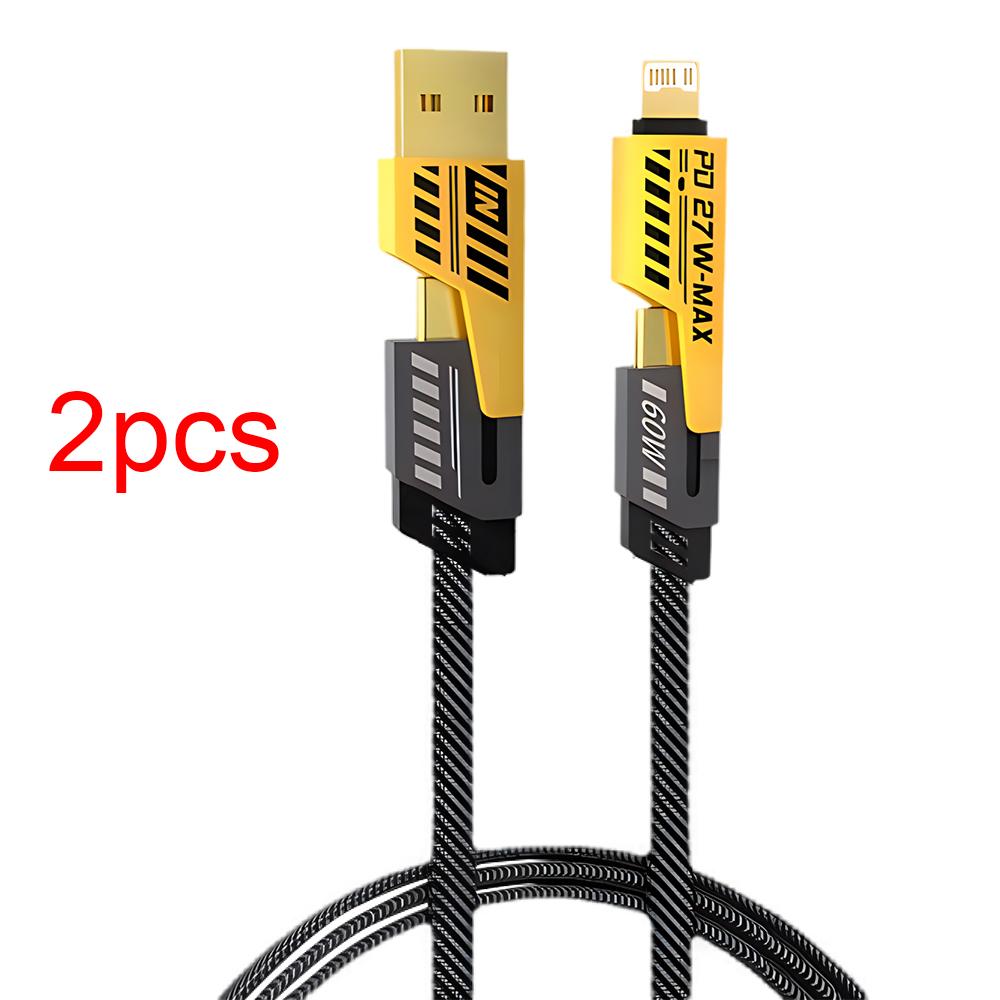 65W 4-in-1 USB Type-C Fast Charging Cable for iPhone 15/14 Android- Multifunctional Data Sync Cord,High Speed Charge & Transfer