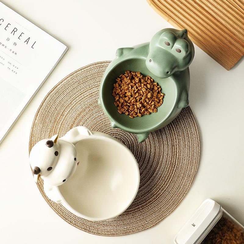 Ceramic Fun Creative Cat Bowl Pet Bowl Anti-knock Large Bowl Diameter High-footed Dog Into Kitten Food Basin Water Bowl Pot