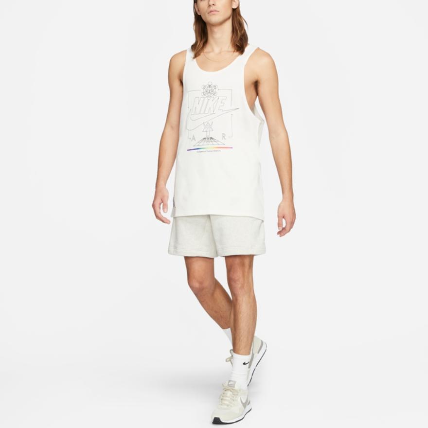 Nike Sportswear Series Logo Print Loose-Fit Breathable Sleeveless Tank Top Men Tops White DH4861-901