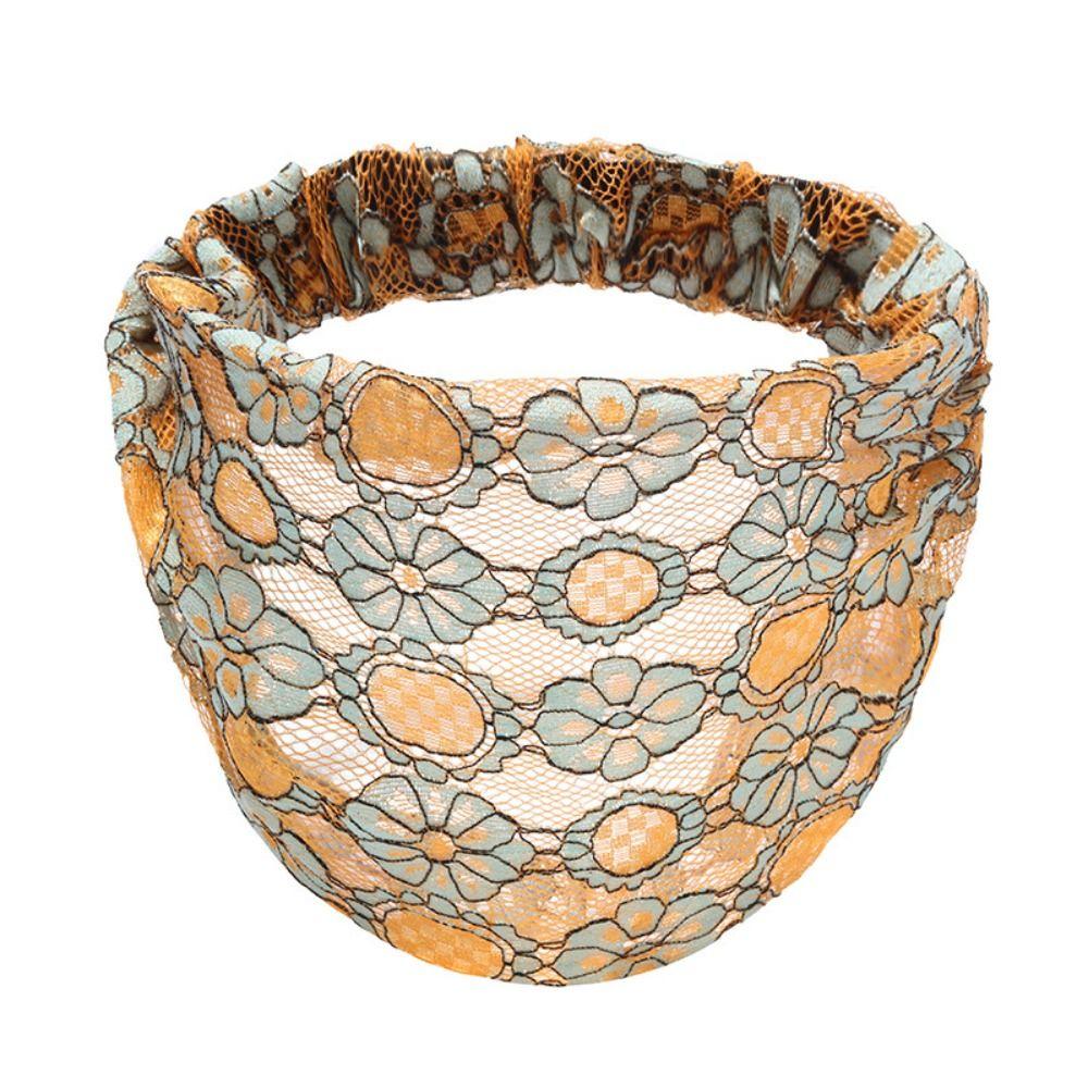 Hair Hoop Lace Hairbands Hollow Wide Side Head Wrap Fashion Mesh Flower Headband  Daily