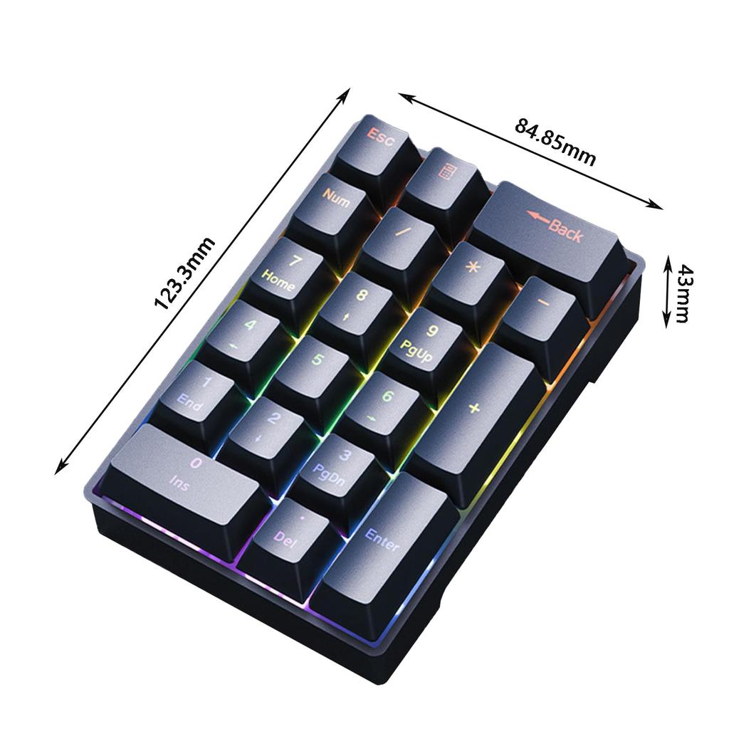 Wired Numeric Keyboard, 20 Numeric Keys, USB, with Calculator Shortcut Keys, Mechanical Keyboard, Black, Yellow Axis