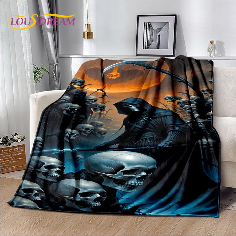 2025 New Gothic Horror Character Skull Ghost Soft Blanket,Soft Throw Blanket for Home Bedroom Bed Sofa Picnic Travel Child Gift
