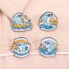 Mentally I'm Here Enamel Pins Funny Quote Ride The Wave Tropical Dolphin Beach Brooches Lapel Badge Jewelry Gifts for Friends