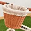 Hand-Woven Bicycle Basket Suitable for Commuter, Balance Bike & Bike Frame - Rustic Bike Basket with Lining, Durable Bike Carrier for Front Wheel Rack