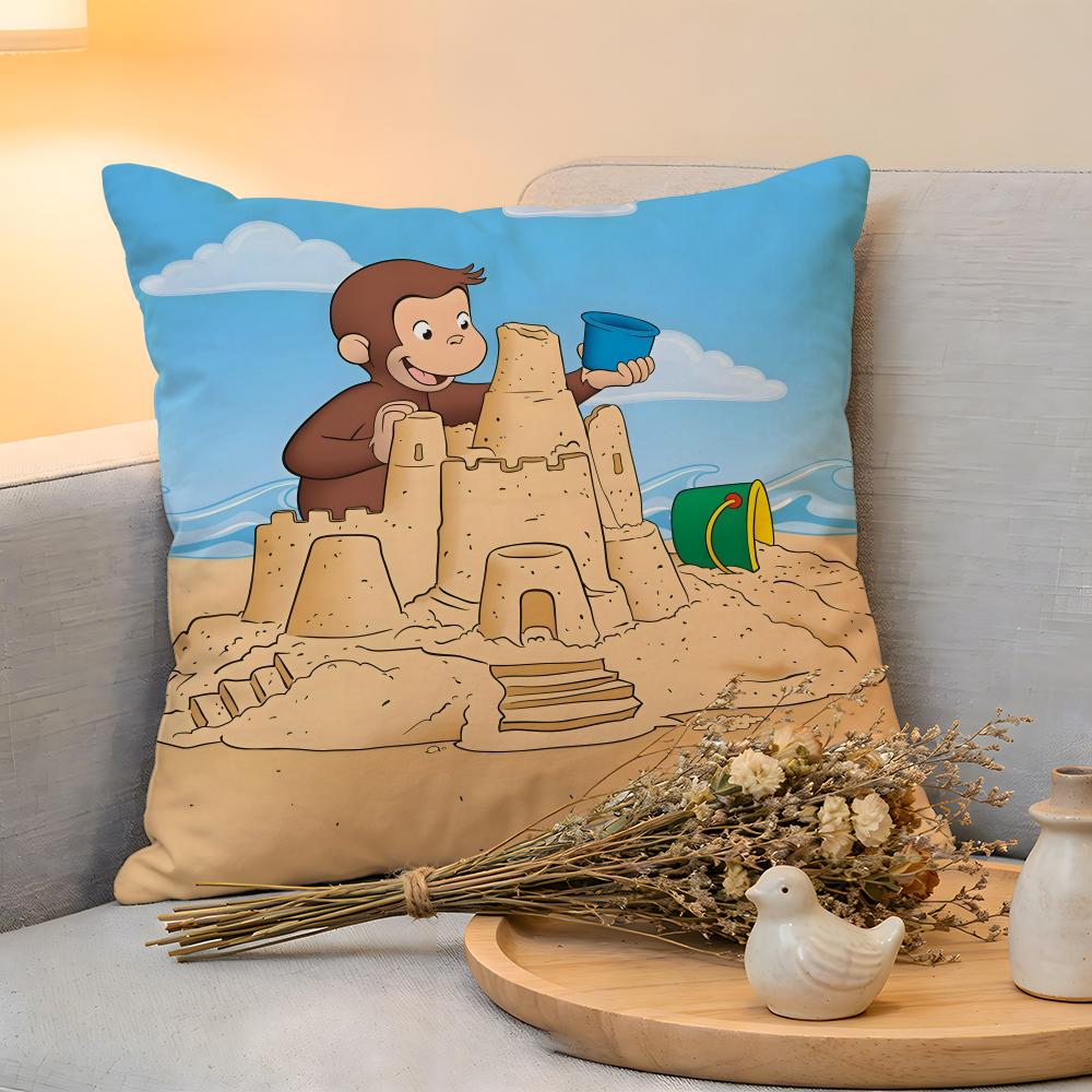 Cushion Cover Linen SkinFriendly Soft Decorative Case for Sofa Home Decor MONKEY CARTOON CCurious GeorgeS Pillow cover
