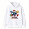 Kids Boys Girls Hoodie Funny Block Cartoon Dinosaur Shark Print Pullover Hooded Sweatshirt Casual Streetwear Steal A Brainrot Theme Long Sleeve Tops F